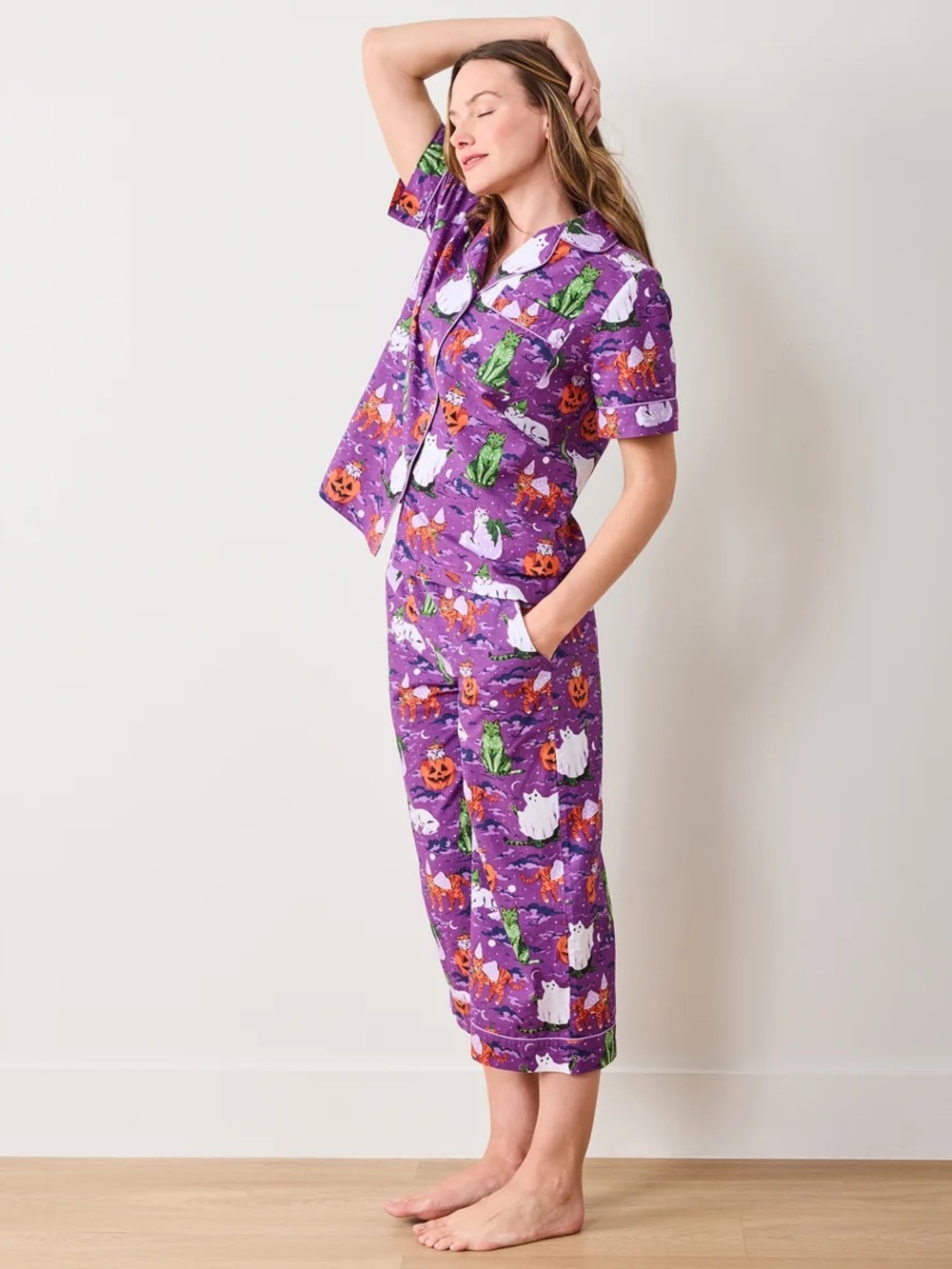 Printfresh Halloween House Cats Pajamas Purple Tonic New Small 🐈‍⬛ 🎃 👻 - Picture 4 of 4